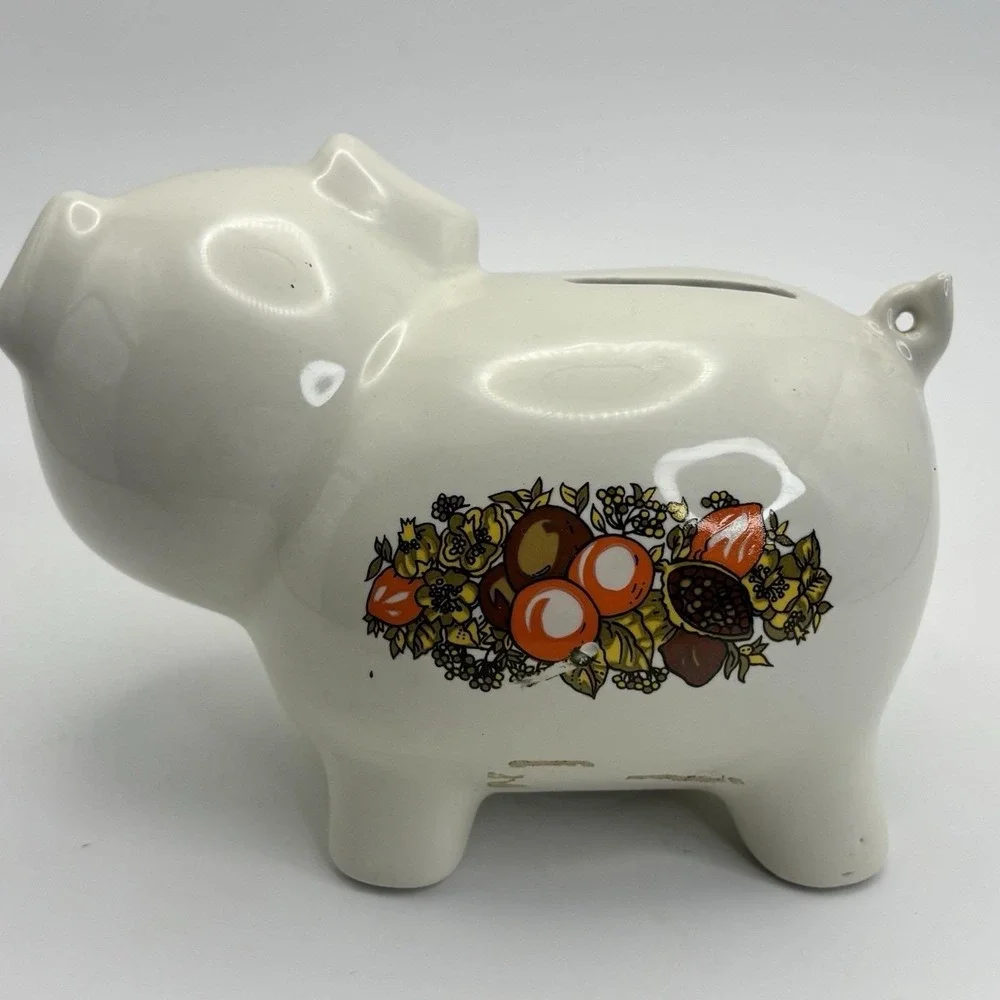 Rare Vintage Corning SPICE OF LIFE Pottery Pig Piggy Bank w/o‎ Plug